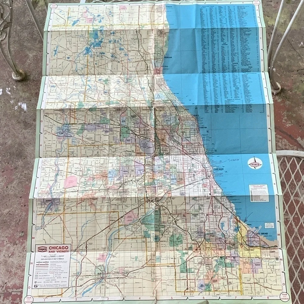 Vintage Texaco Chicago Illinois Road Street Map
